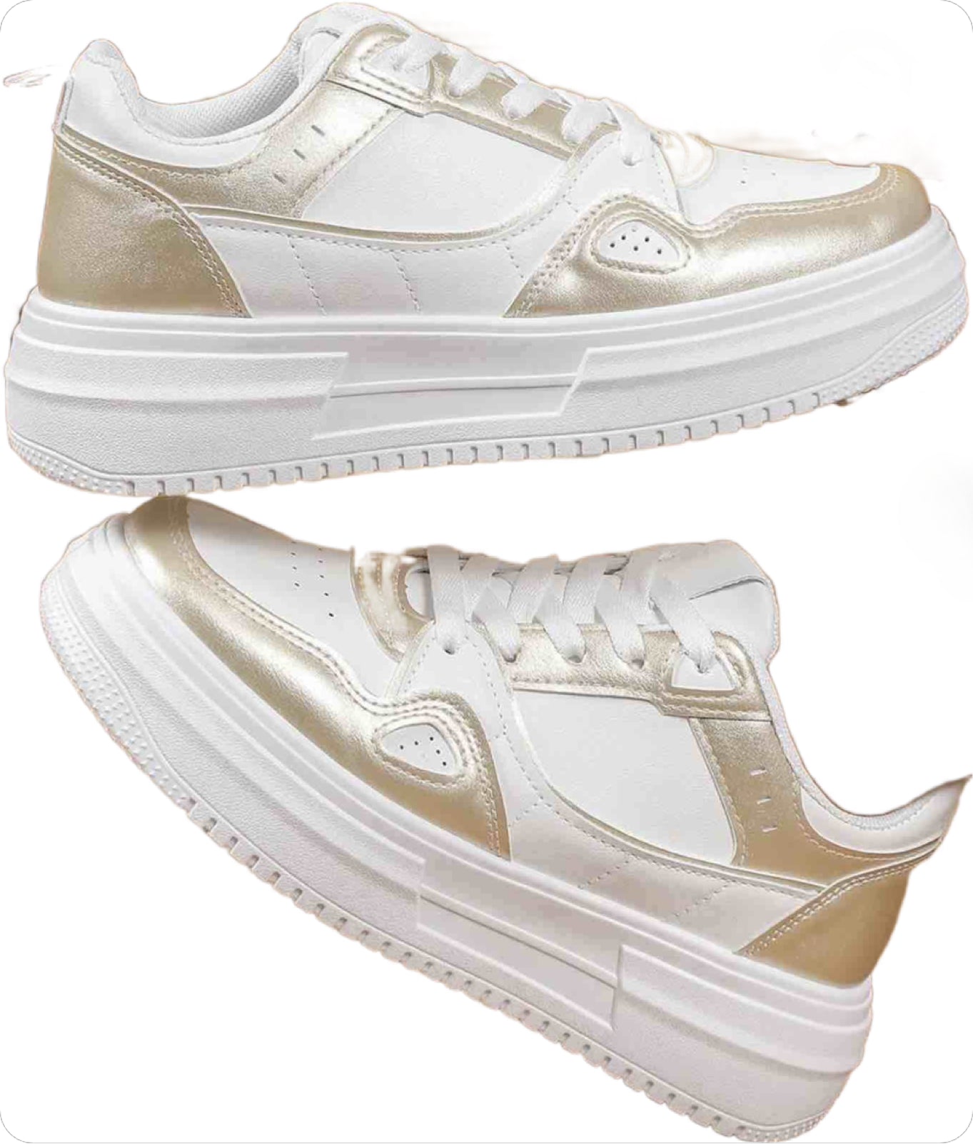 White and Gold Trendy Sneakers